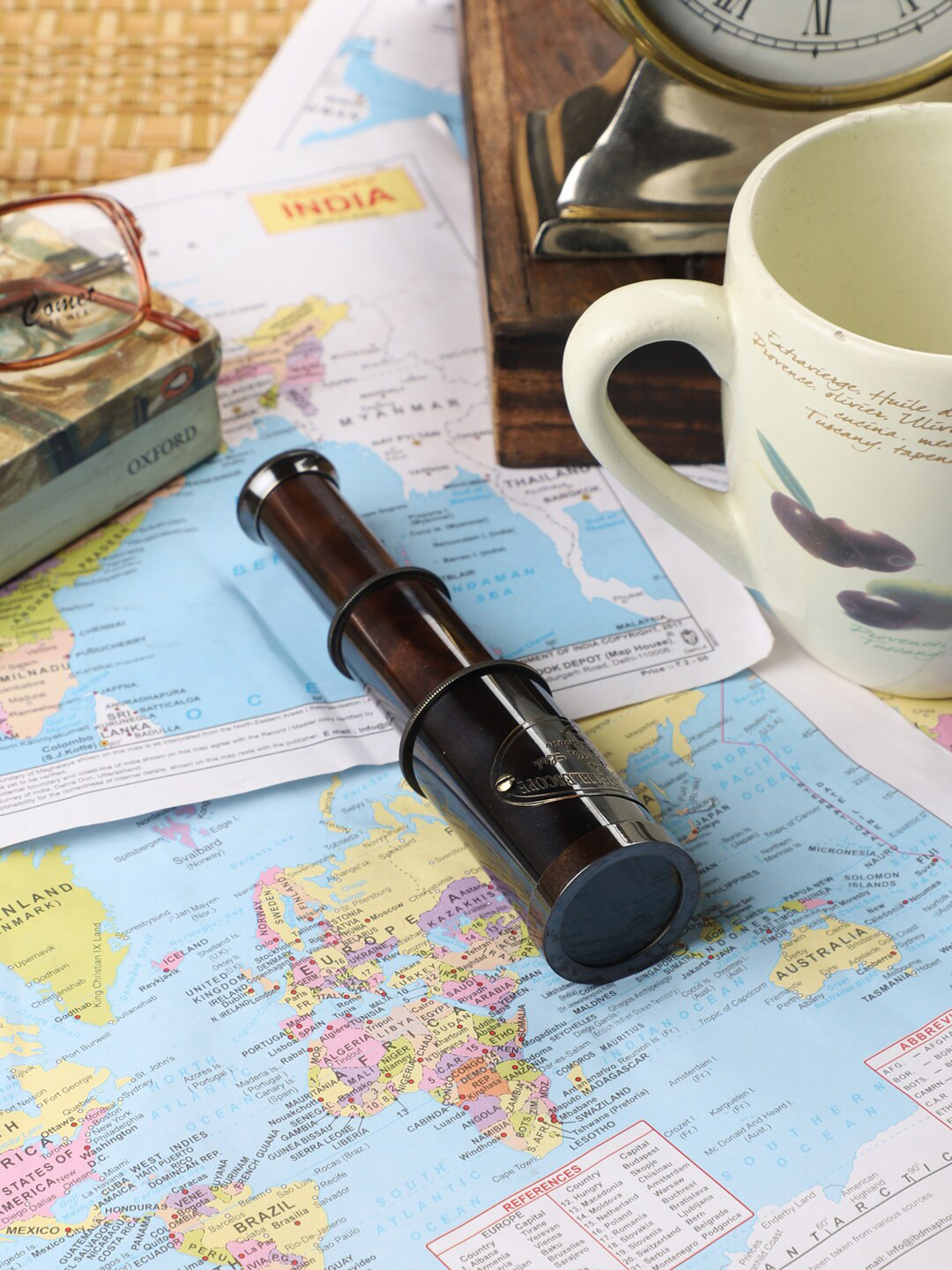 EXIM DECOR Telescope Black Brass Metallic Living Room Medium Showpiece - 1.3 Inches