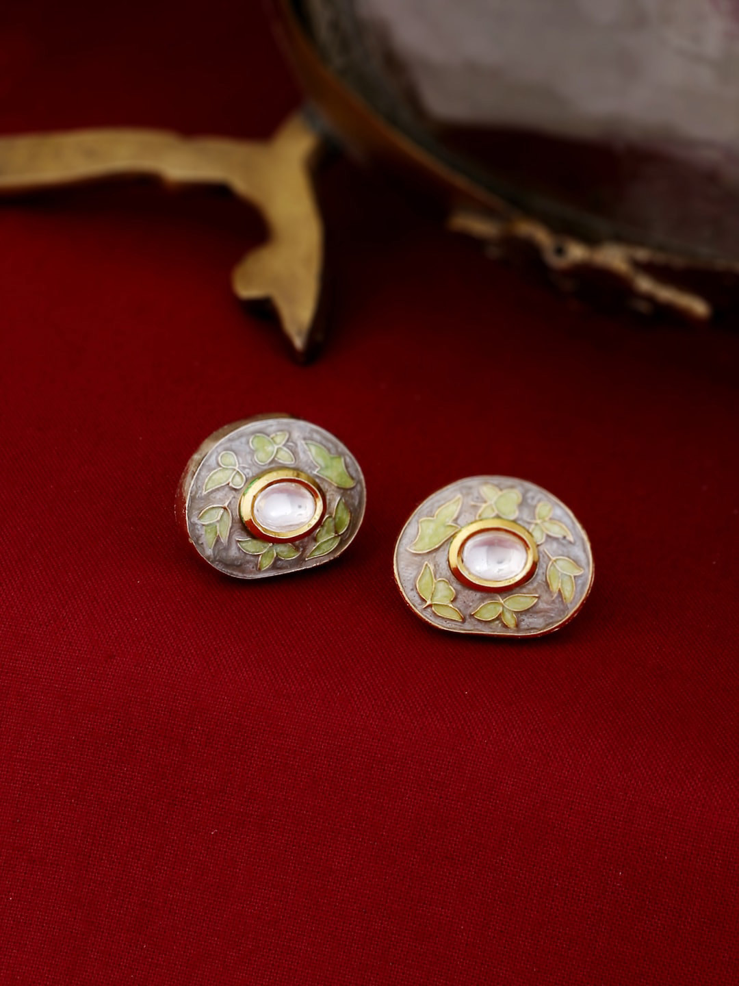 THE AAB STUDIO Grey and Gold-Plated Contemporary Studs Earrings