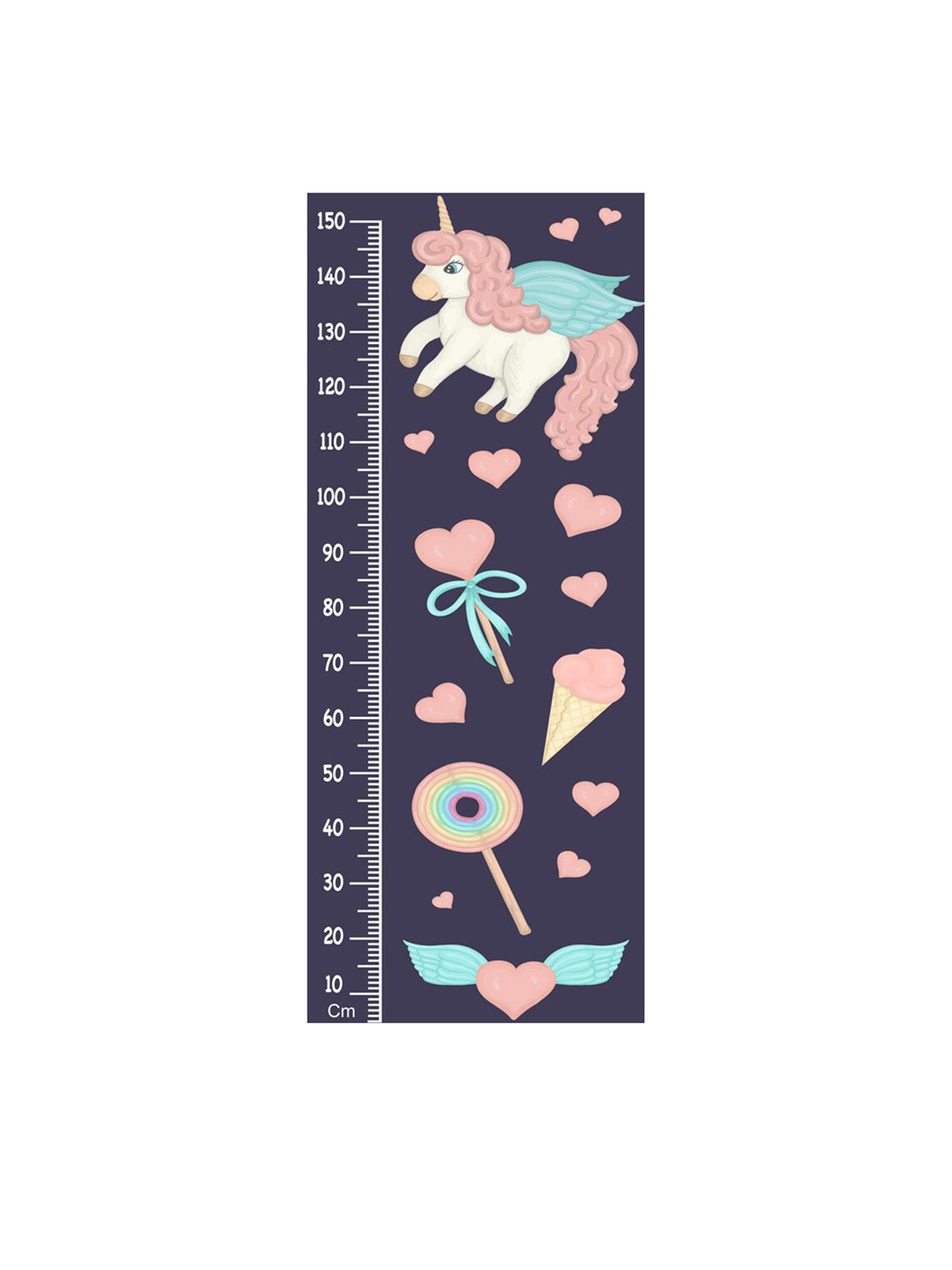 WENS Multicoloured Unicorn Height Measurement Removable Wall Sticker