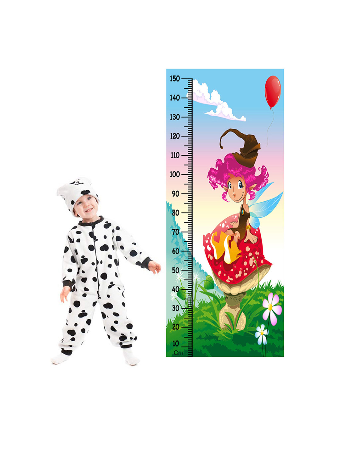 WENS Multicoloured Fairy Height Measurement Removable Wall Sticker