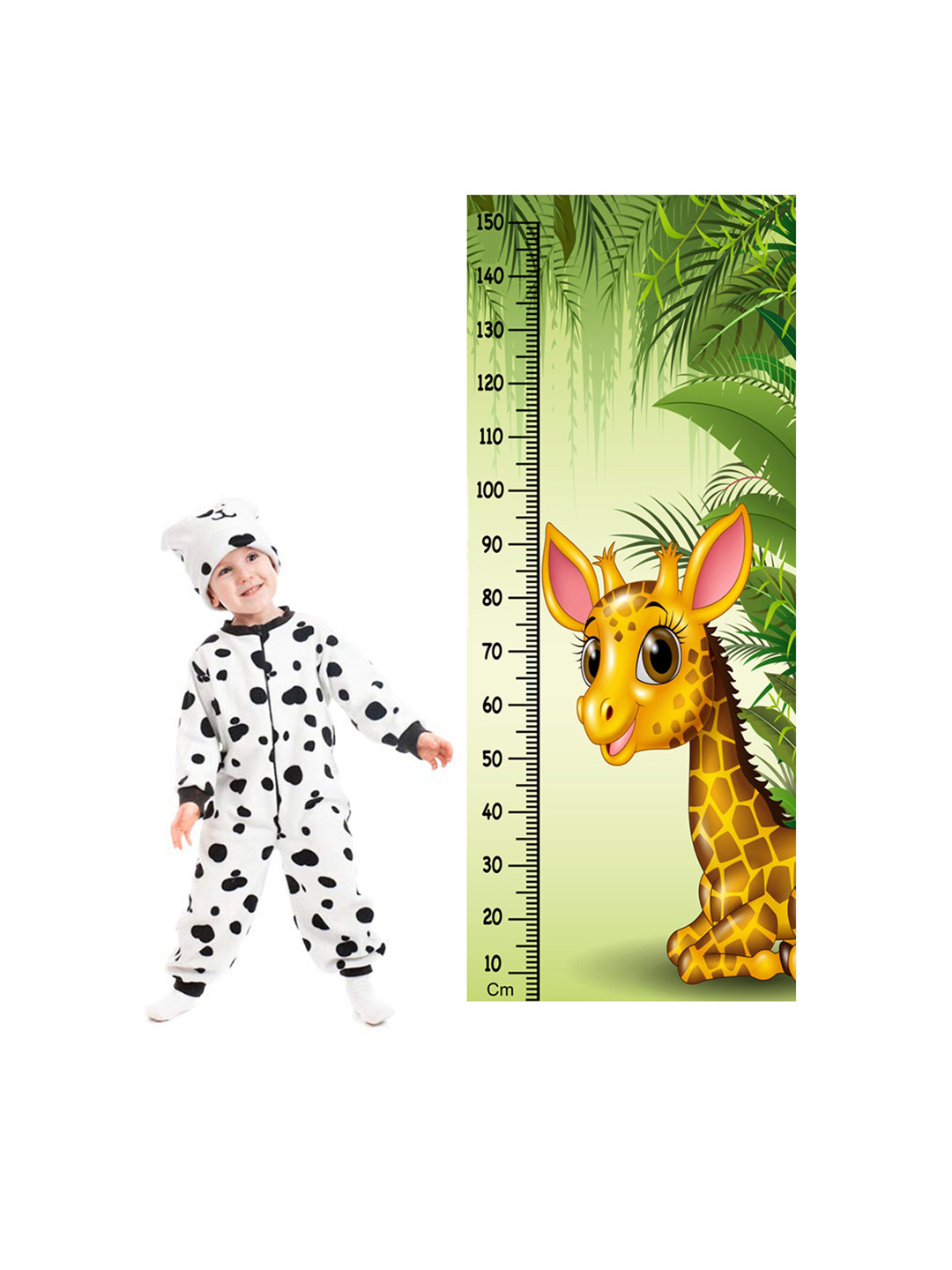 WENS Multicoloured Cute Giraffe Height Measurement Removable Wall Sticker