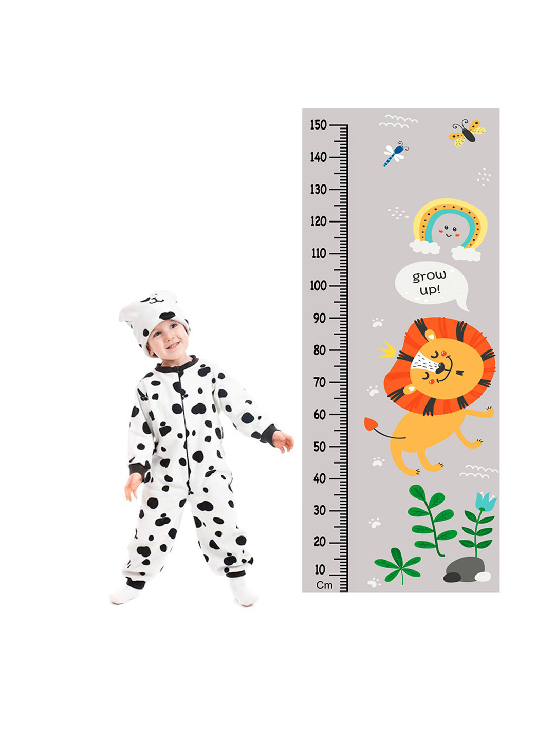 WENS Multicoloured Lion Club Height Measurement Removable Wall Sticker