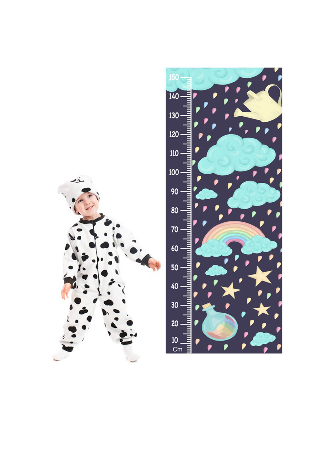 WENS Blue Unicorn Height Measurement Removable Wall Sticker