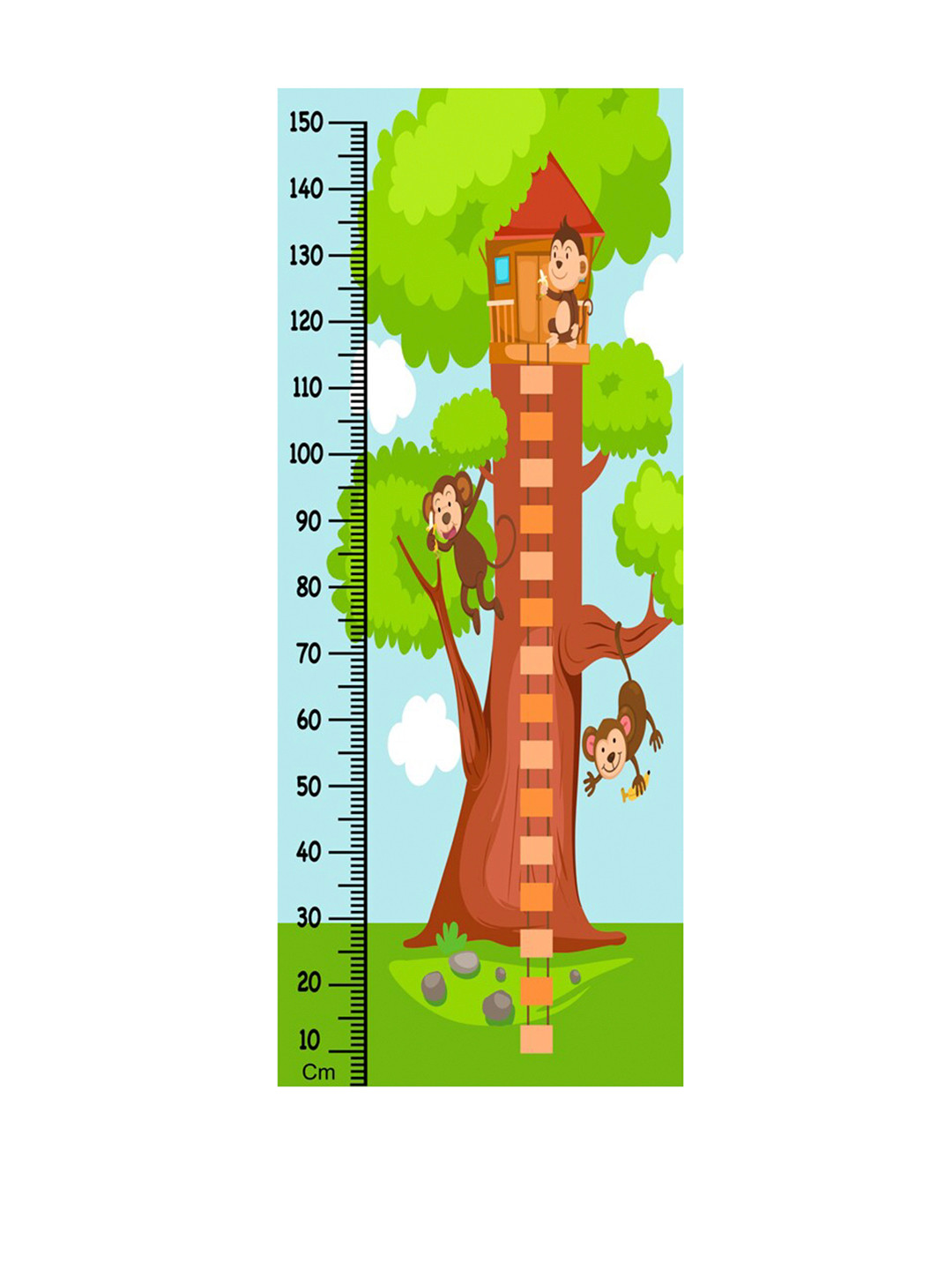 WENS Multicoloured Tree House Height Measurement Removable Wall Sticker