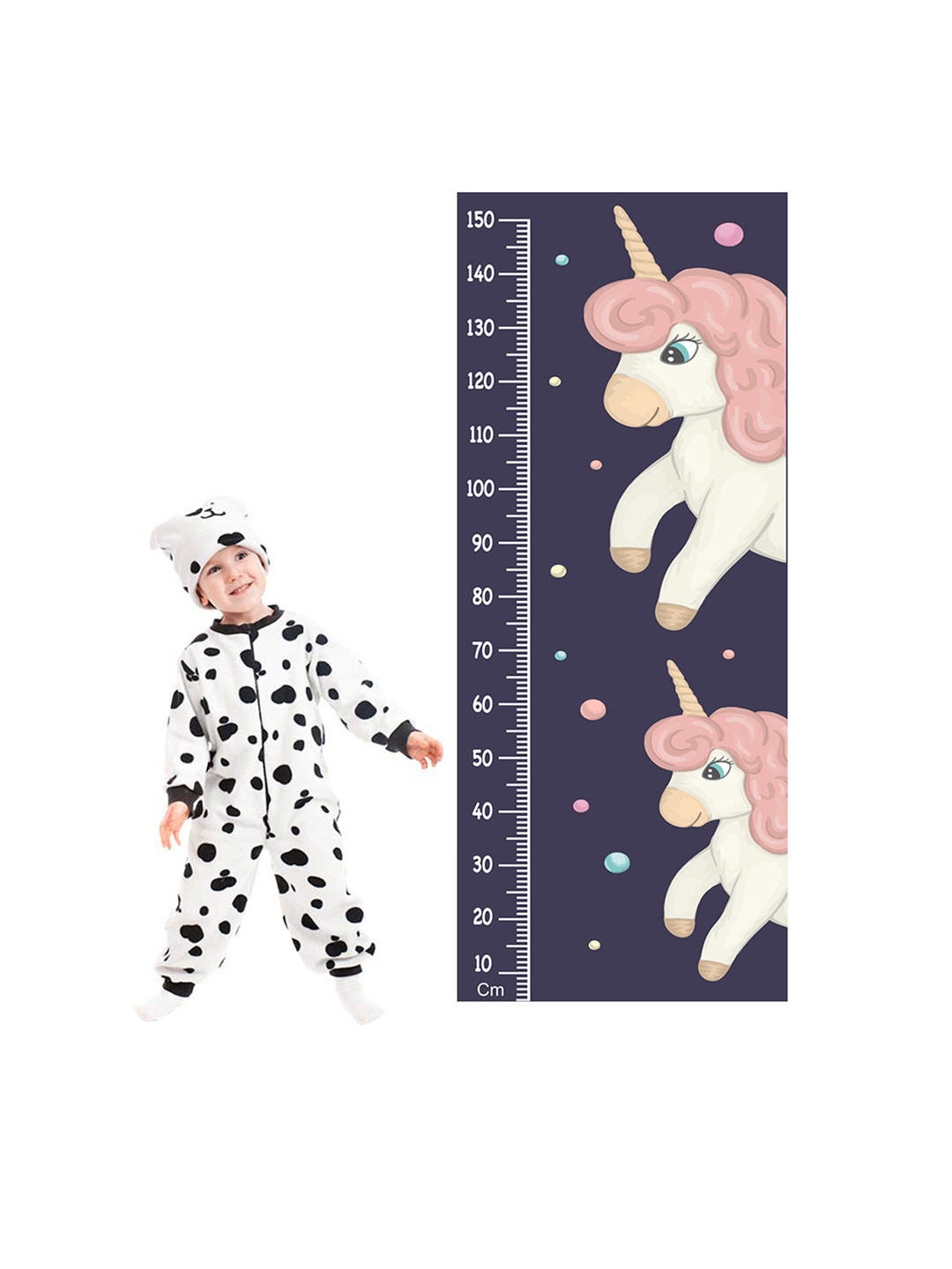 WENS Multicoloured Unicorn Height Measurement Removable Wall Sticker
