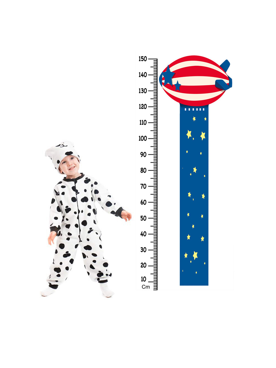 WENS Blue & Red Flying Balloon Height Measurement Removable Wall Sticker