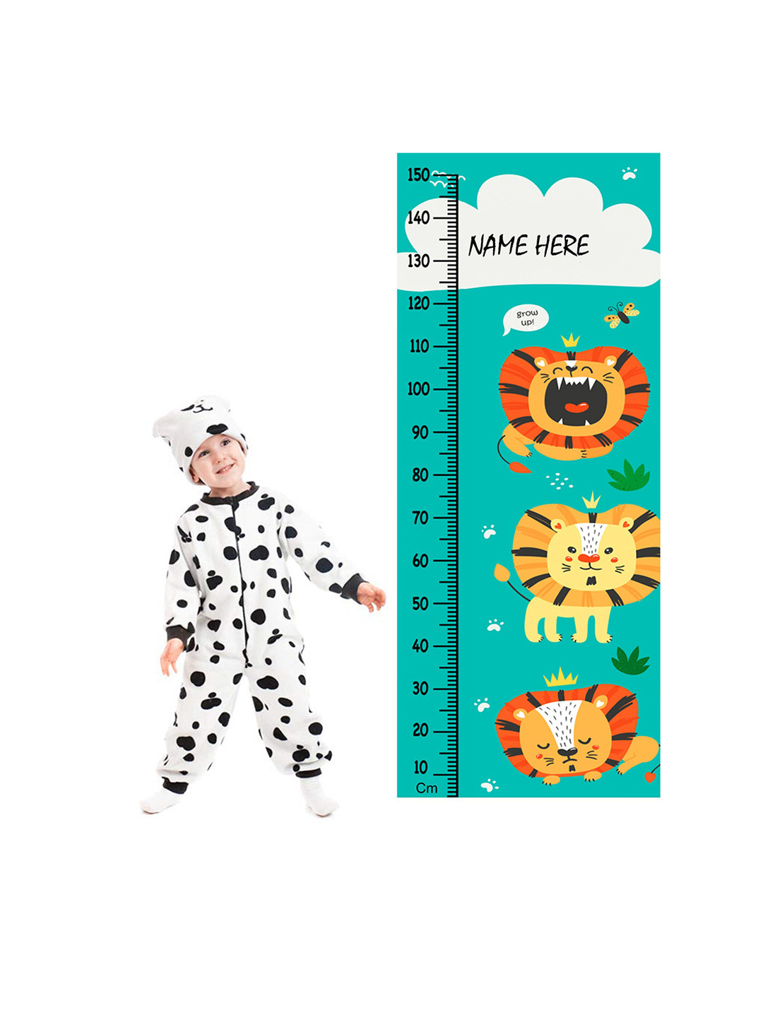 WENS Multicoloured Cute Lion Height Measurement Removable Wall Sticker