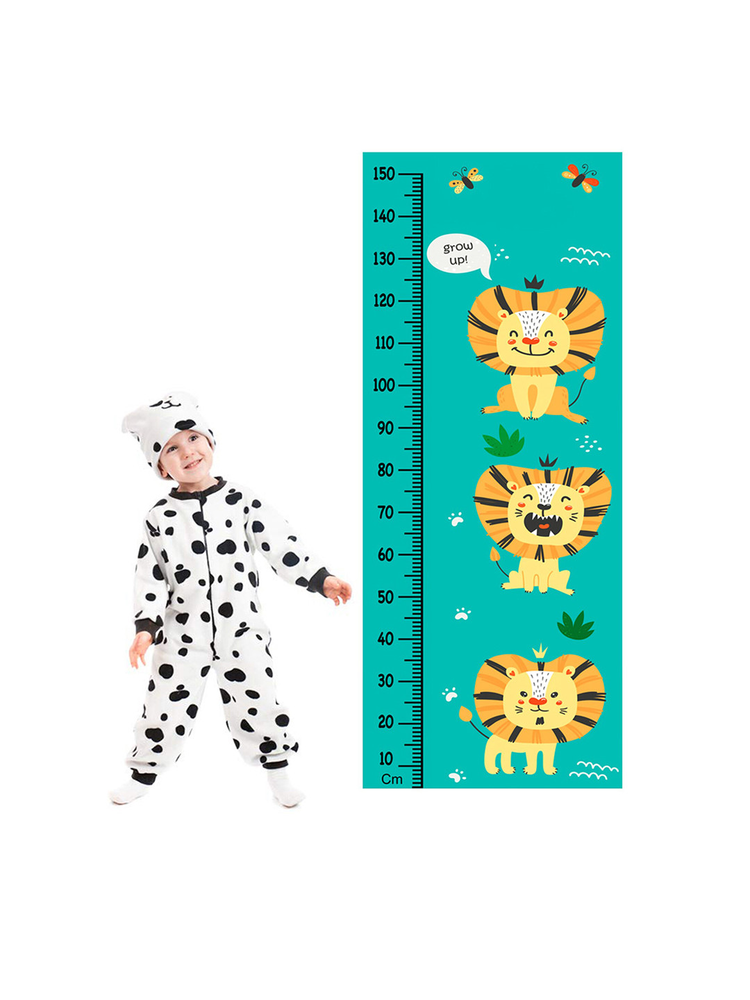 WENS Multicoloured Cute Lion Height Measurement Removable Wall Sticker