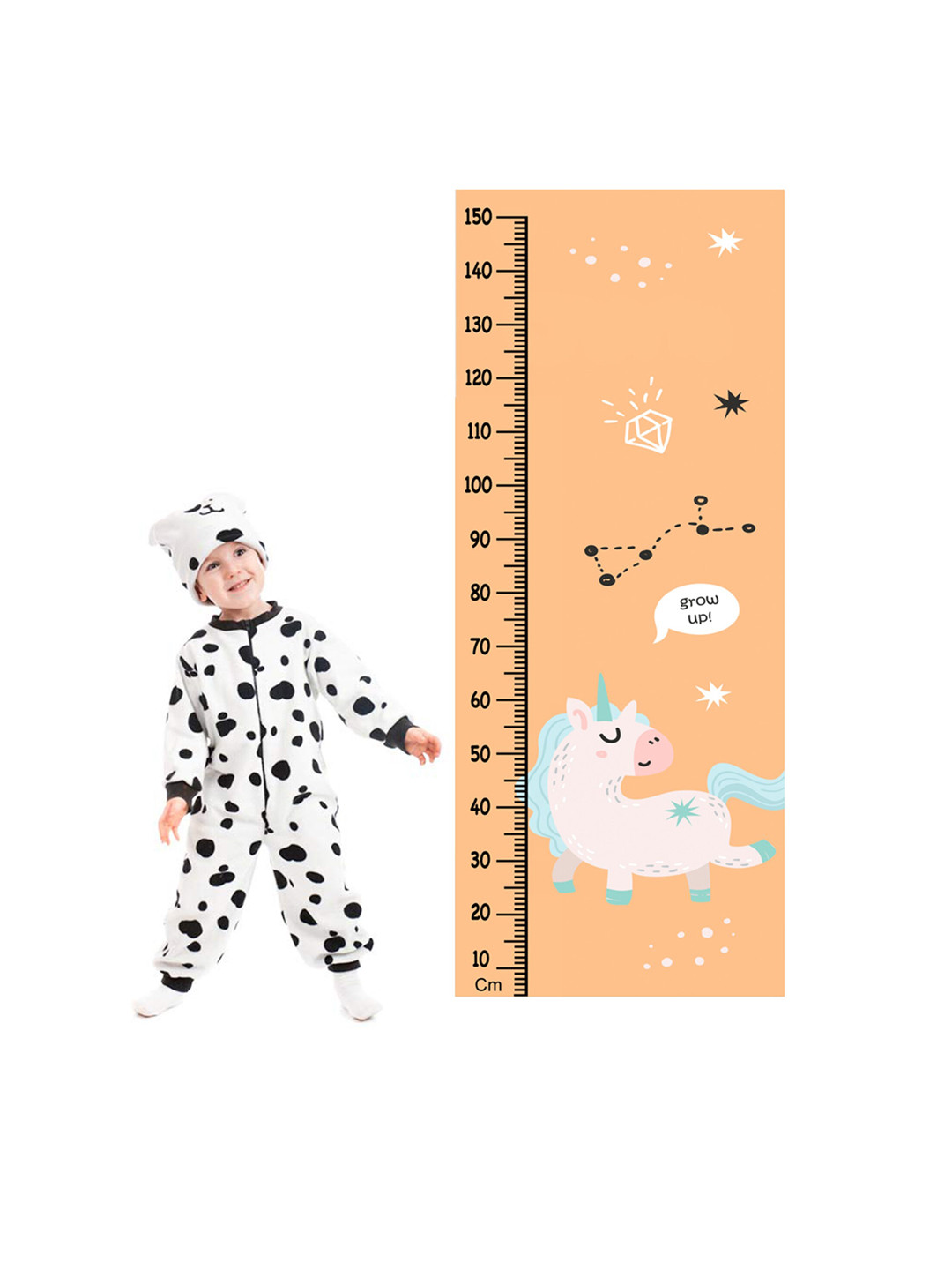 WENS Multicoloured Cute Unicorn Height Measurement Removable Wall Sticker