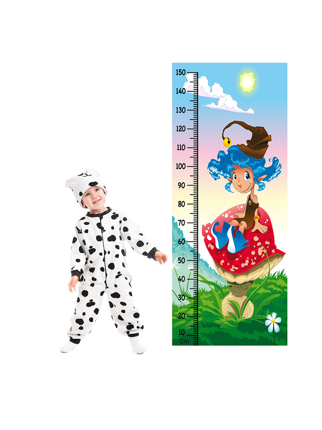 WENS Multicoloured Fairy Height Measurement Removable Wall Sticker