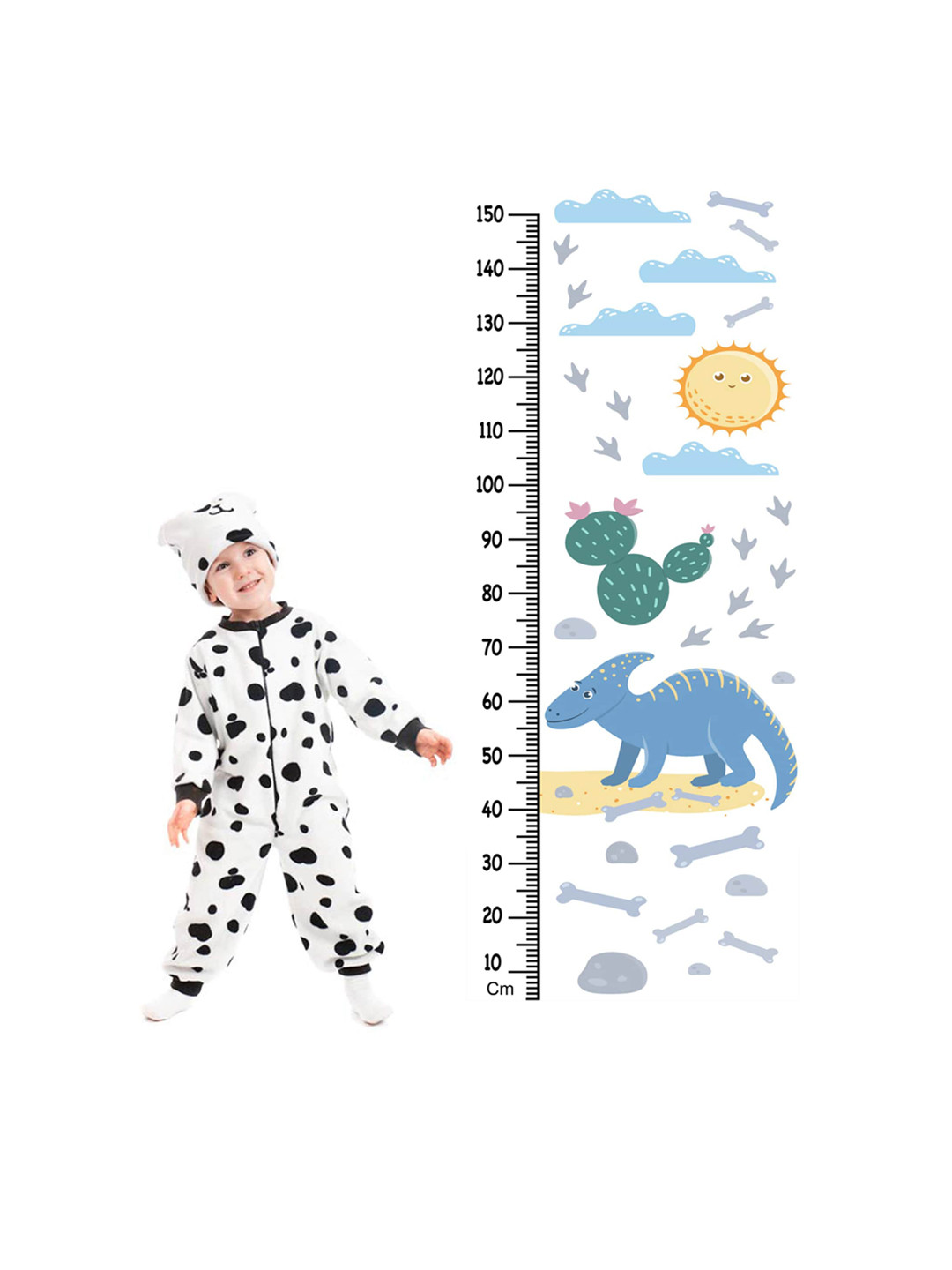 WENS Dinosaur Height Measurement Removable Wall Sticker