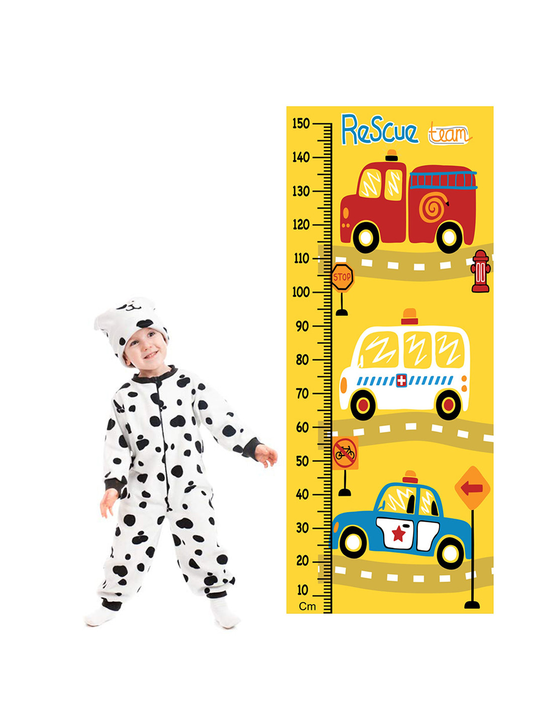 WENS Rescue Team Height Measurement Removable Wall Sticker