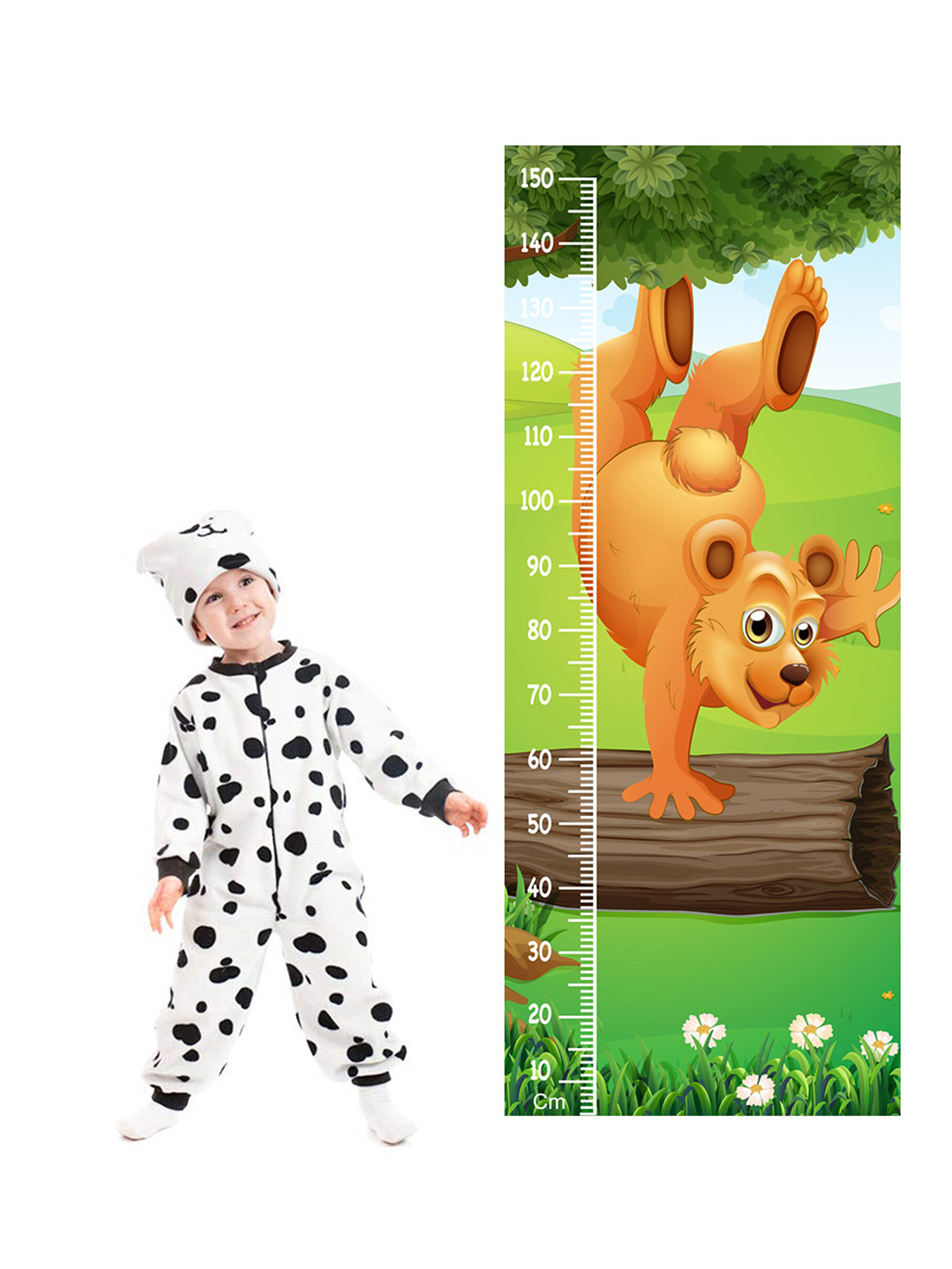 WENS Cute Bear Height Measurement Removable Wall Sticker