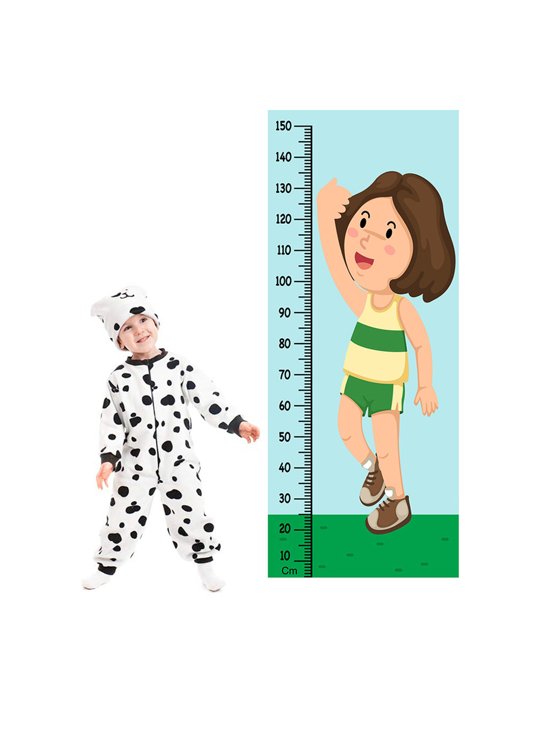 WENS Cute Girl Height Measurement Removable Wall Sticker