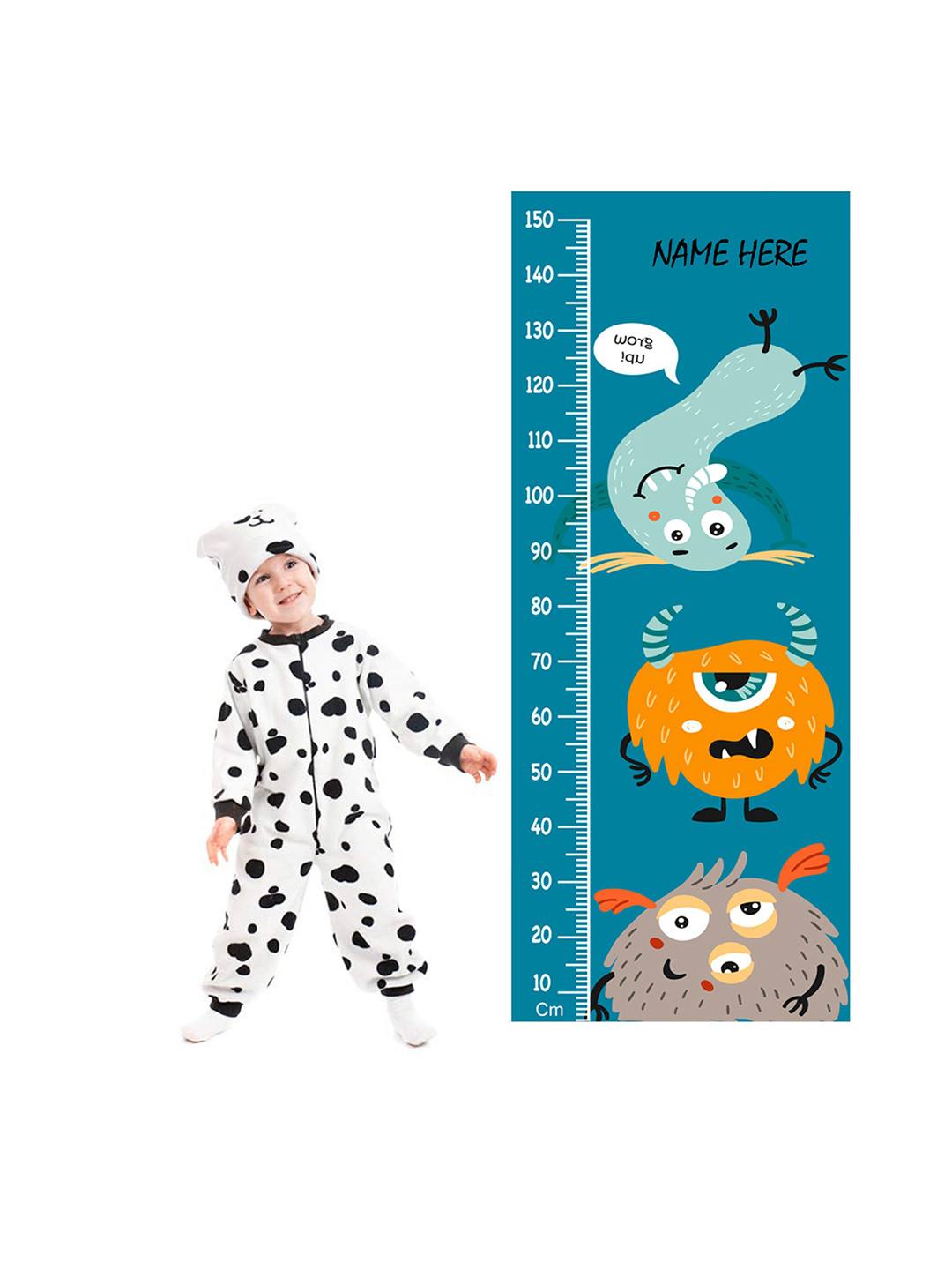 WENS Monster Cartoon Height Measurement Removable Wall Sticker