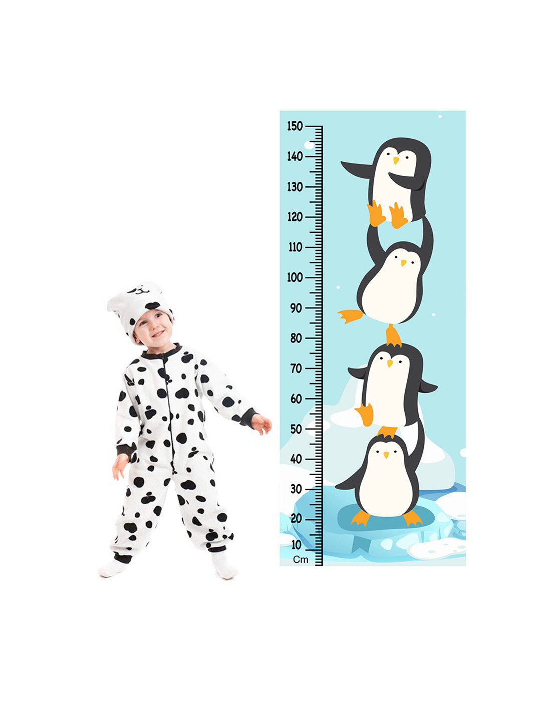 WENS Funny Penguin Height Measurement Removable Wall Sticker