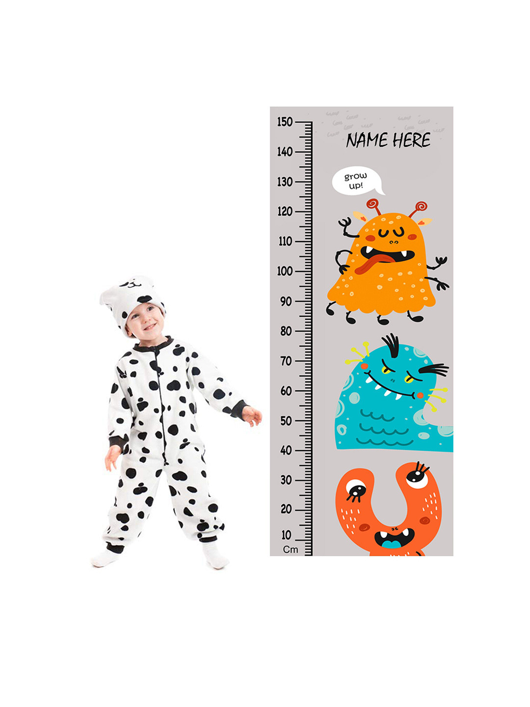 WENS Funny Monster Height Measurement Removable Wall Sticker