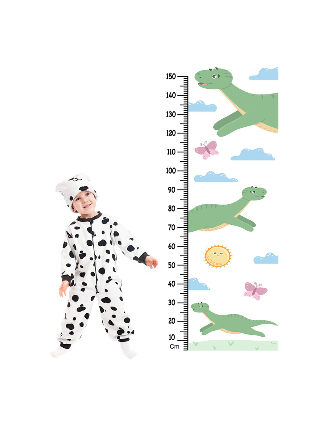 WENS Dinosaur Height Measurement Removable Wall Sticker