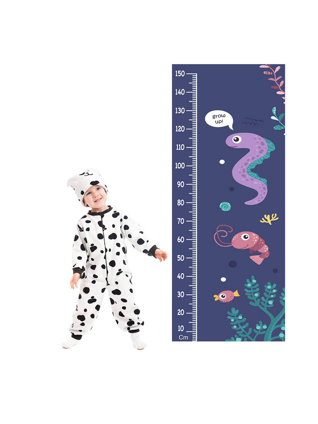 WENS Sea Animals Height Measurement Removable Wall Sticker