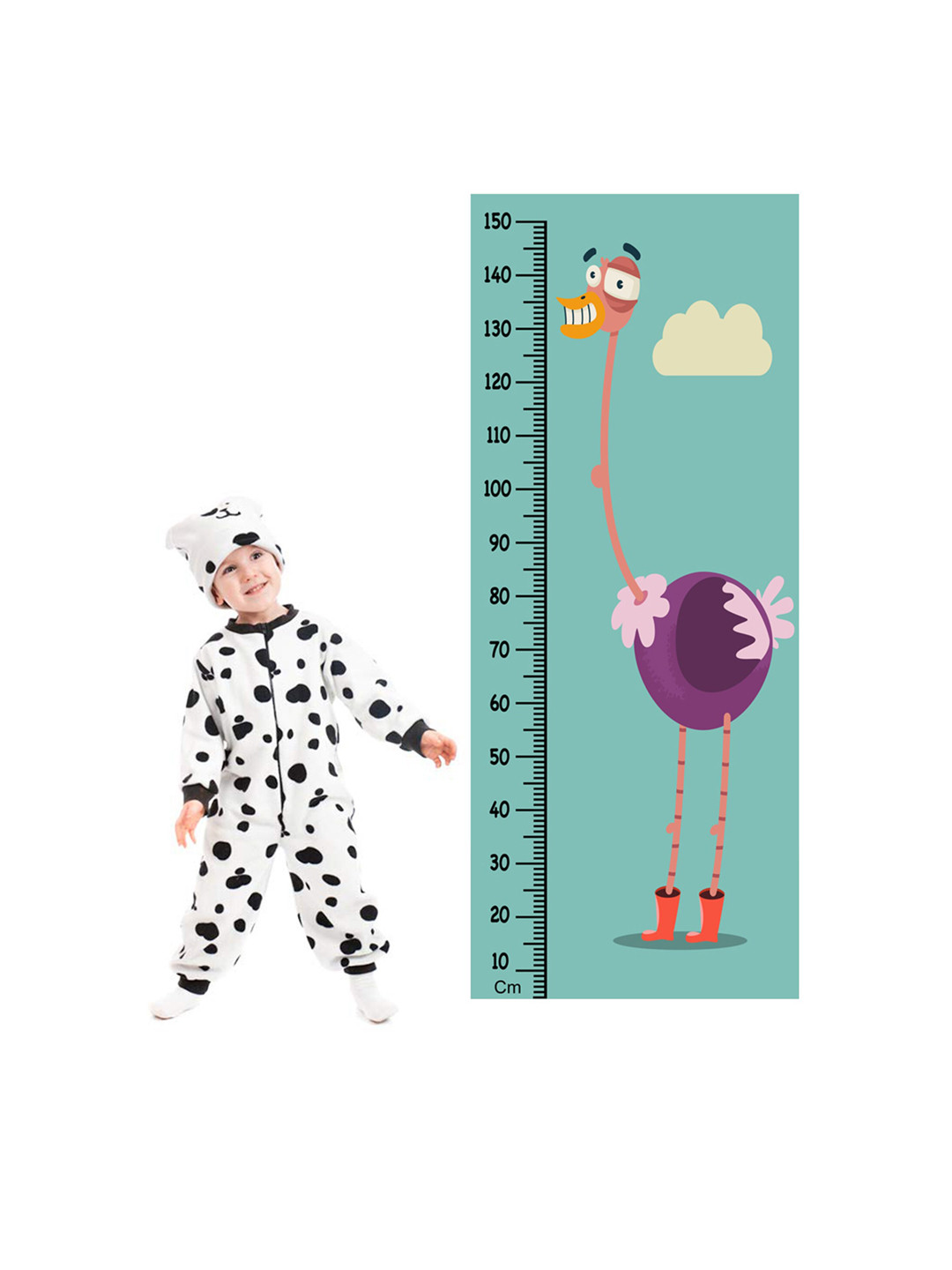 WENS Ostrich Cartoon Height Measurement Removable Wall Sticker