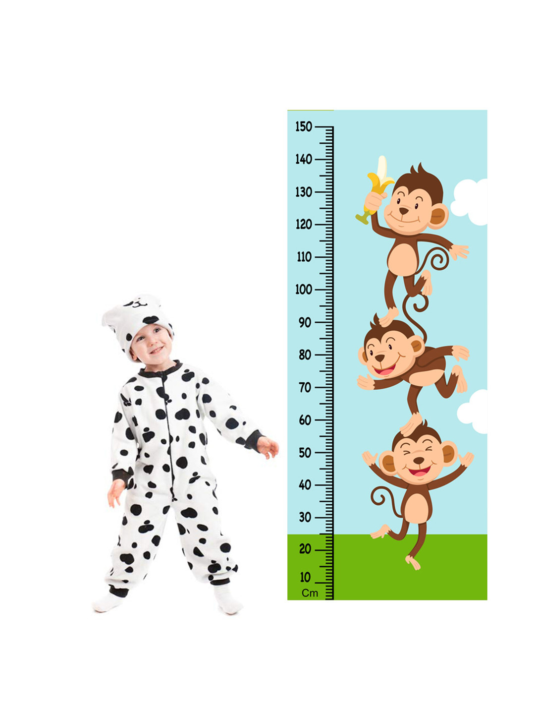 WENS Dancing Monkeys Height Measurement Removable Wall Sticker