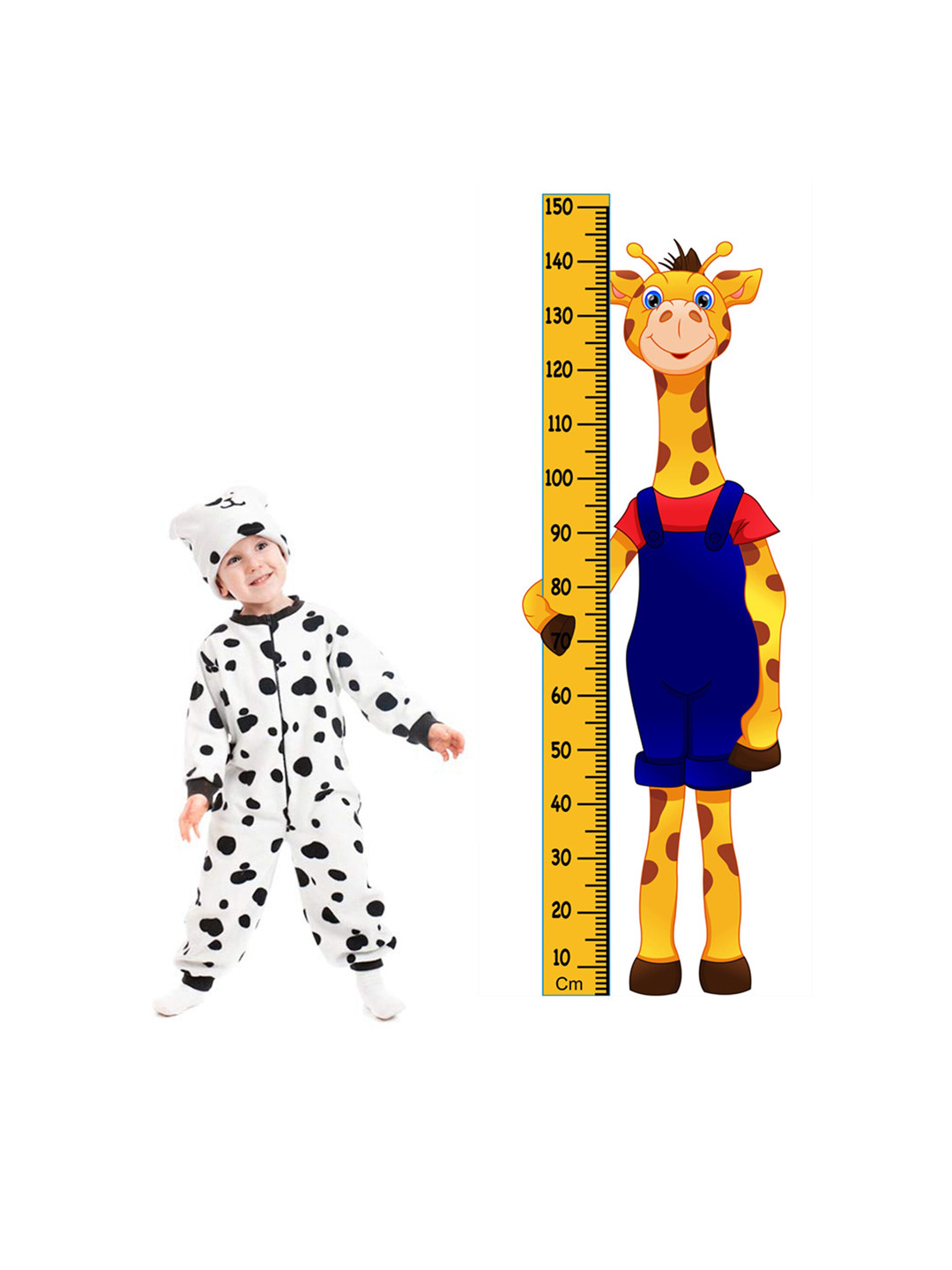 WENS Cute Giraffe Cartoon Height Measurement Removable Wall Sticker