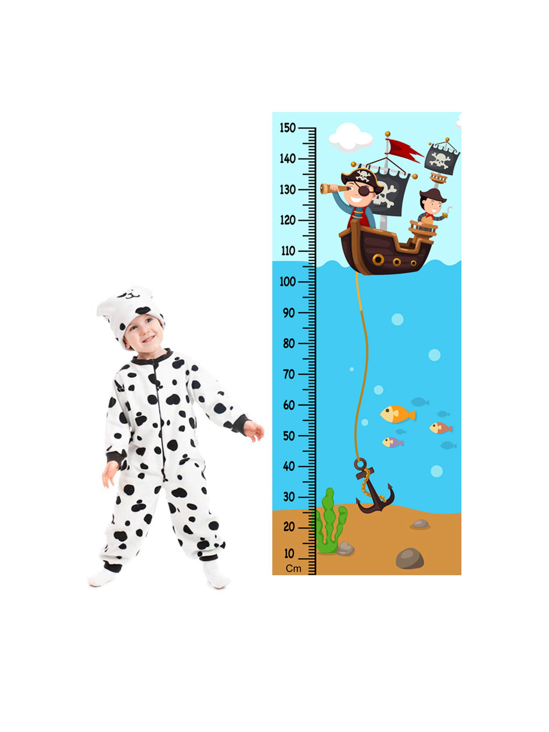 WENS Pirates On Ship Height Measurement Removable Wall Sticker