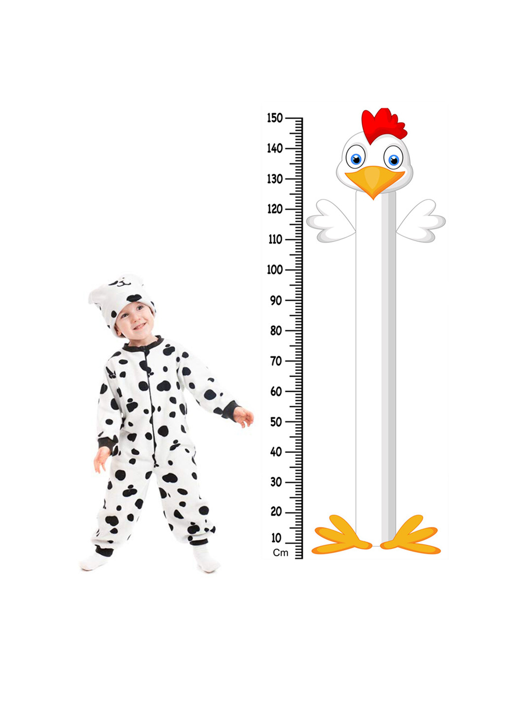 WENS Duck Cartoon Height Measurement Removable Wall Sticker