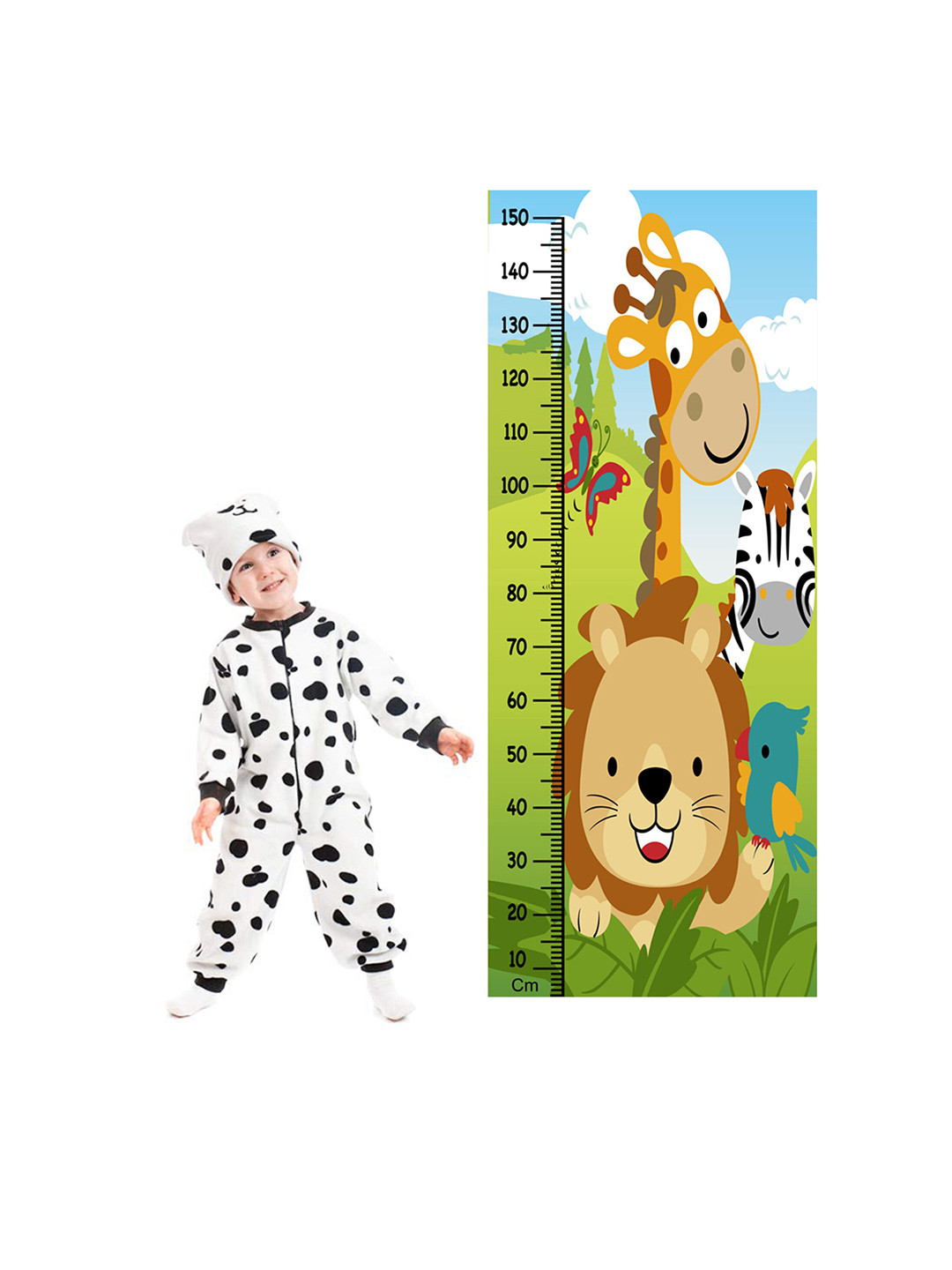 WENS Funny Animals Height Measurement Removable Wall Sticker