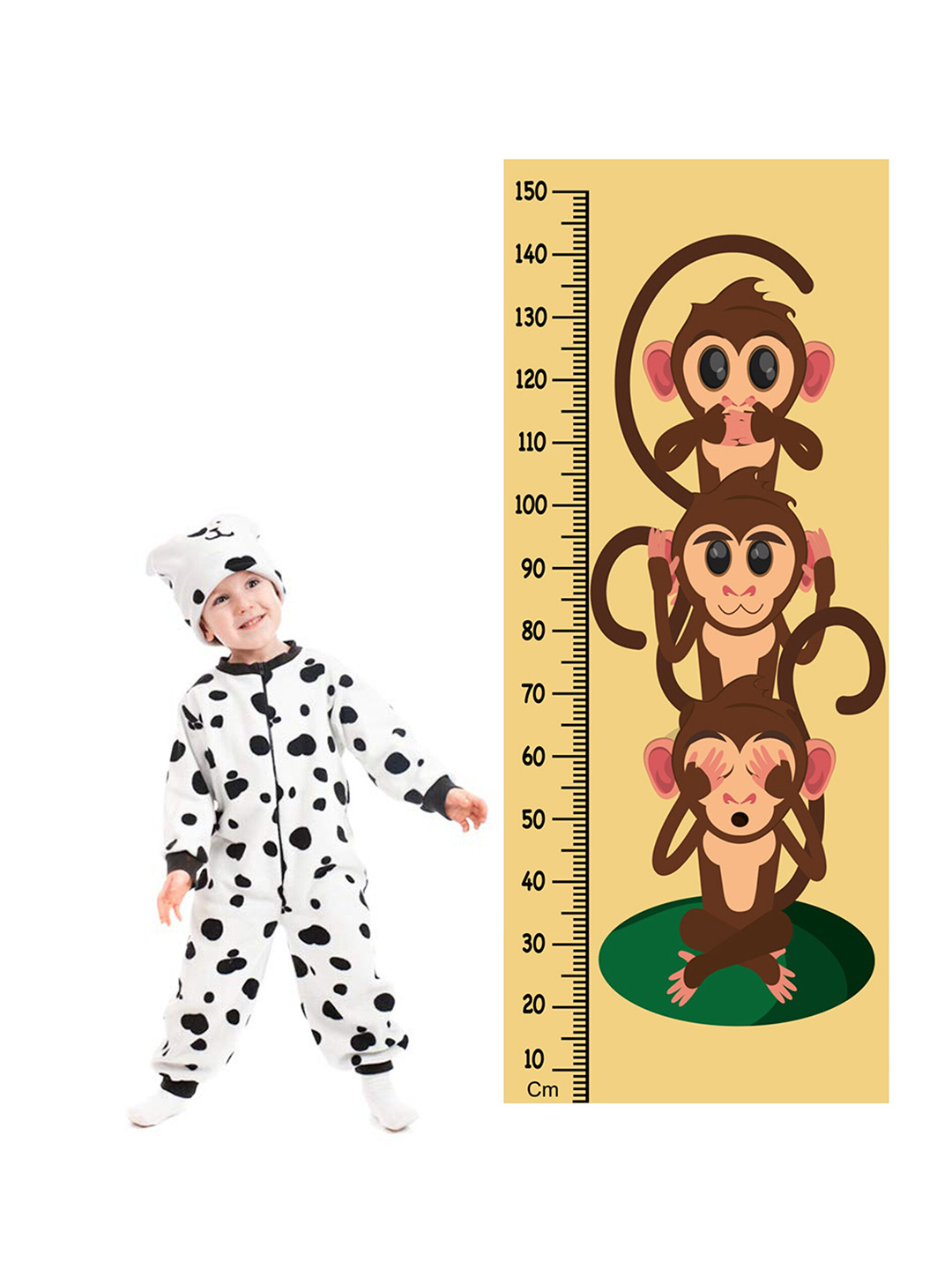 WENS Monkeys Height Measurement Removable Wall Sticker