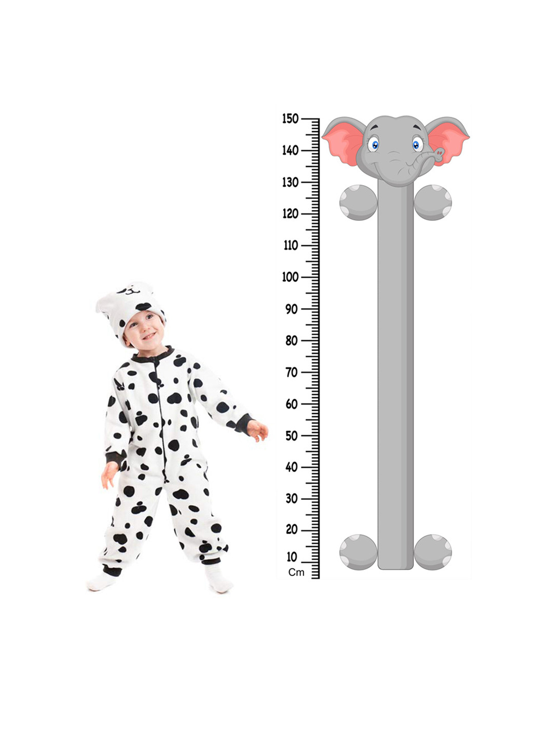 WENS Elephant Cartoon Height Measurement Removable Wall Sticker