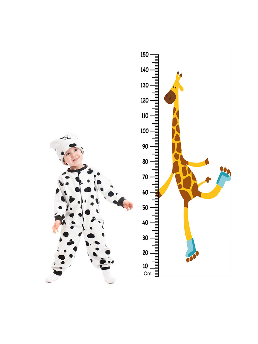 WENS Giraffe Skating Height Measurement Removable Wall Sticker