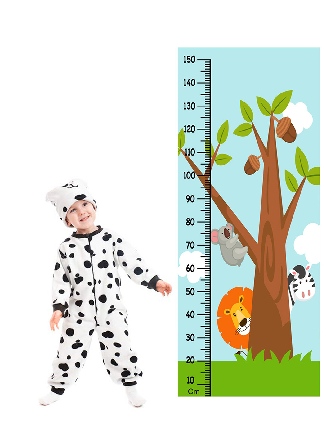 WENS Wild Animals Height Measurement Removable Wall Sticker