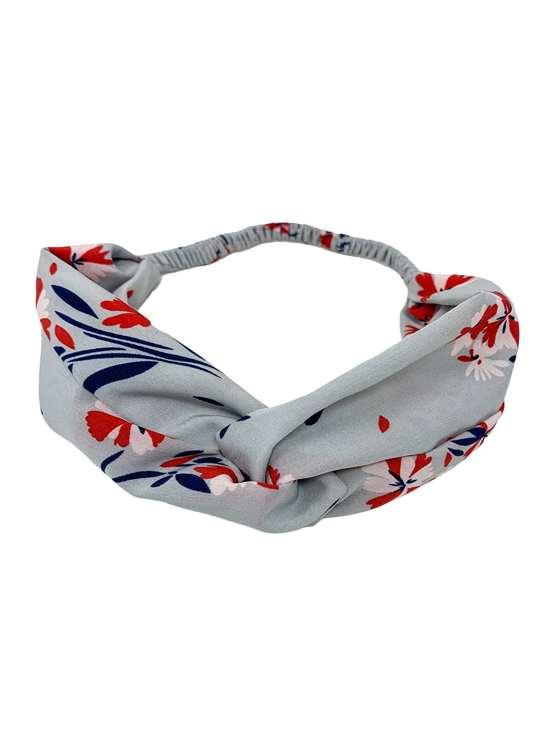 Mint & Oak Women Grey & Navy Blue Floral Printed Fabric Hairband