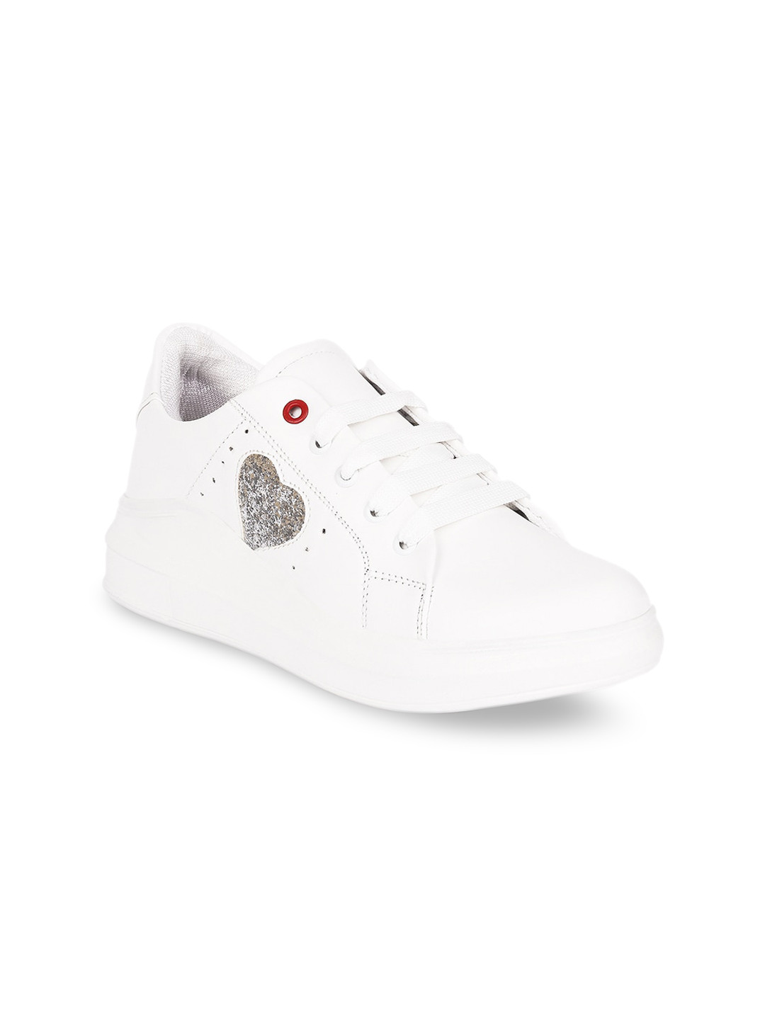 Longwalk Women White & Silver-Toned Sneakers