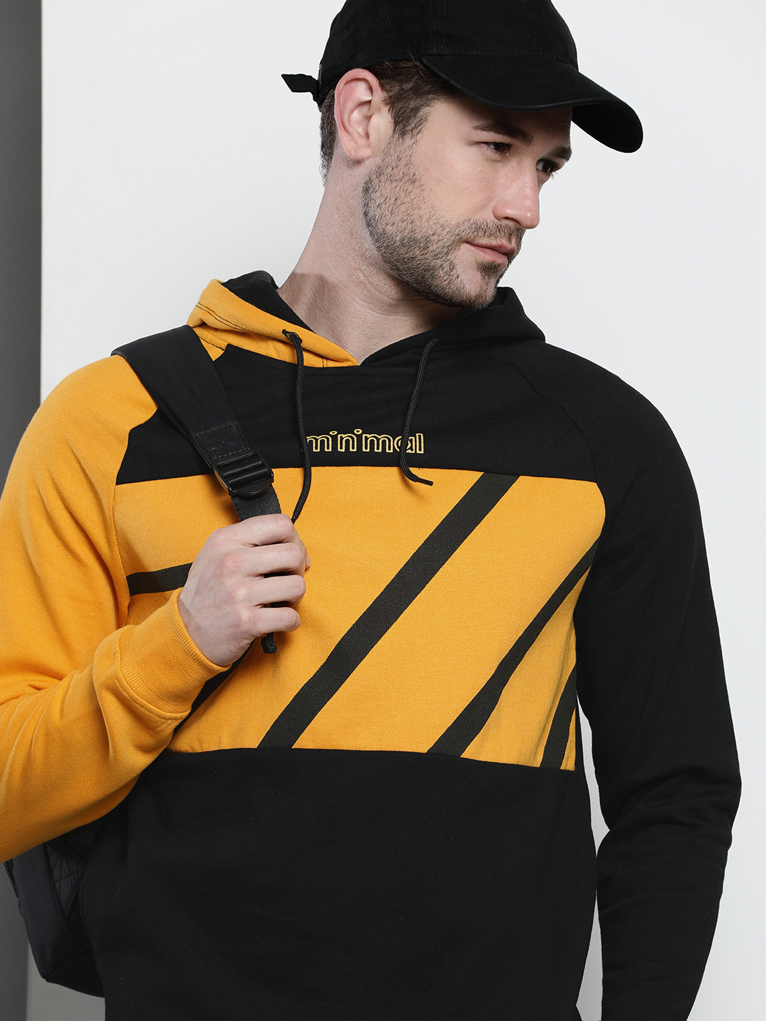 The Indian Garage Co Men Black Printed Hooded Sweatshirt