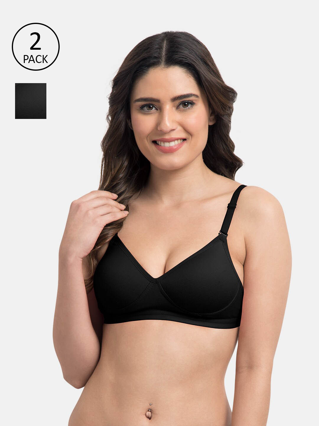 Tweens Pack Of 2 Black T-shirt Bra Lightly Padded-TW-91313-2PC-BLK