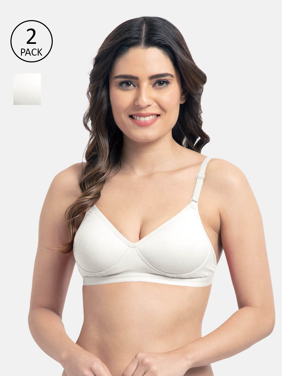 Tweens Pack Of 2 Off White Solid T-Shirt Bras -  - Non-Wired Padded