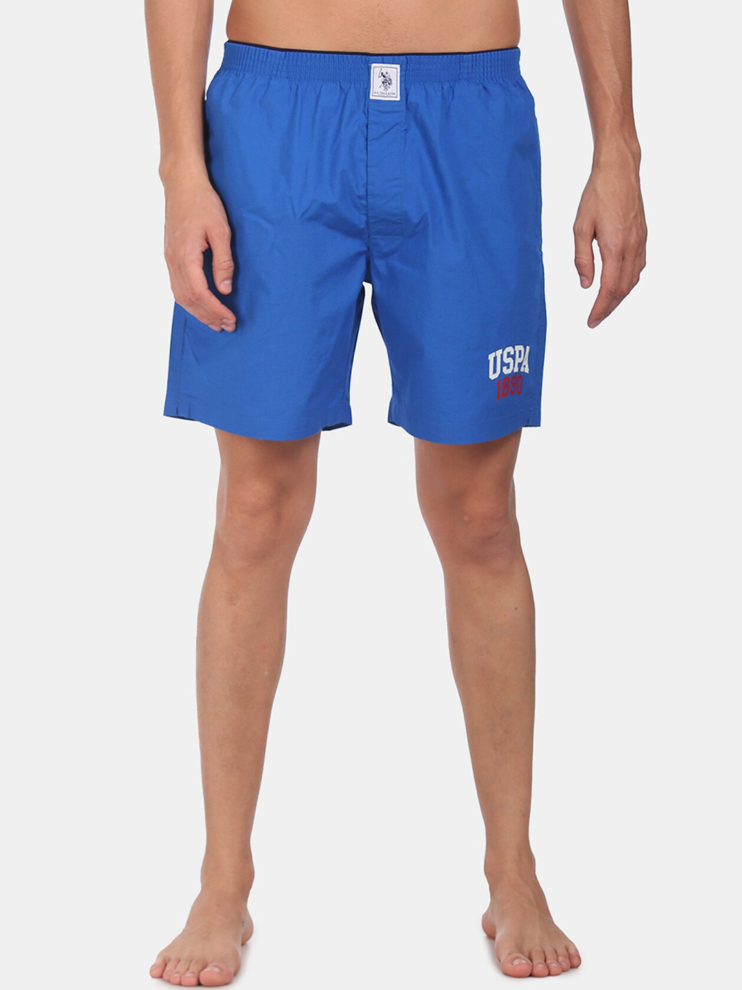 U.S. Polo Assn. Men Blue Solid Pure CottON Boxers IYAA-008-PL