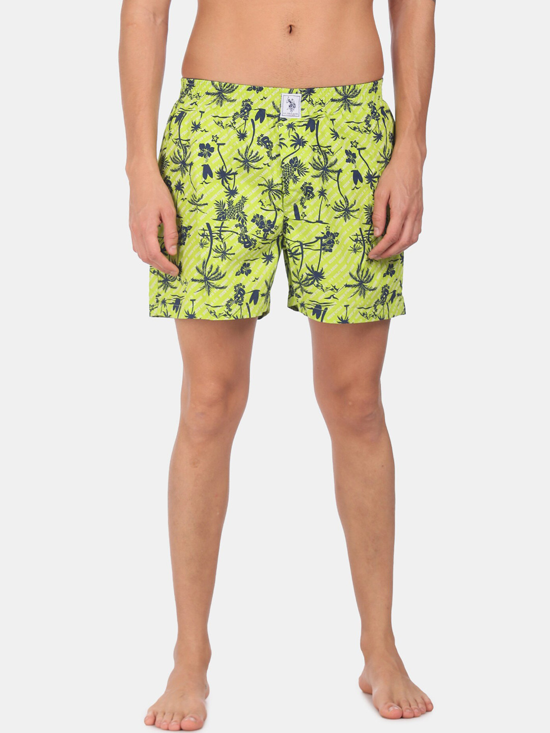 U.S. Polo Assn. Men Green & Grey Printed Pure Cotton Boxer IYAC-AAG-PR