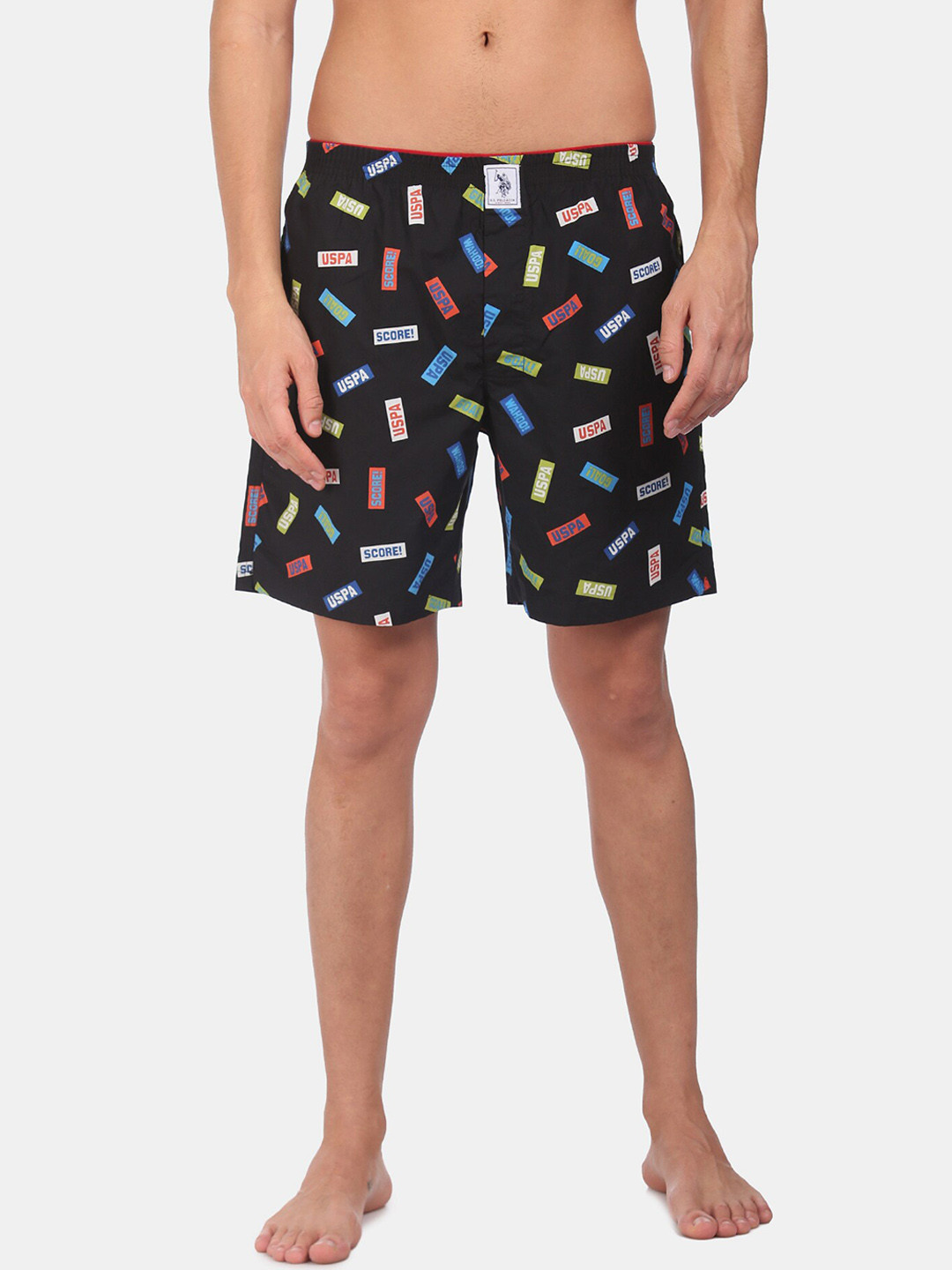 U.S. Polo Assn. Men Black & Blue Printed Cotton Boxers IYAB-AAF-PR