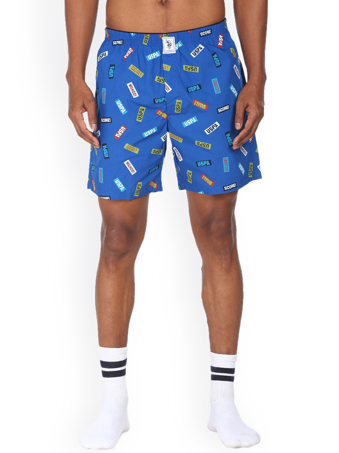 U.S. Polo Assn. Men Blue & White Printed Boxers IYAB-AAD-PR