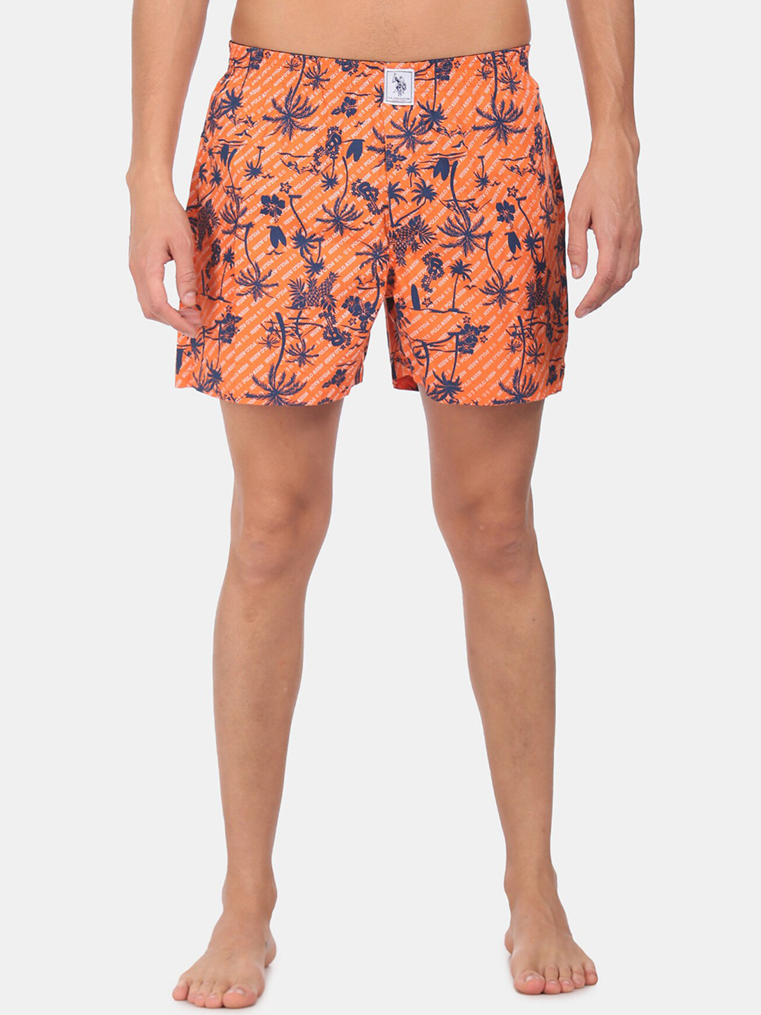 U.S. Polo Assn. Men Orange & Blue Printed Pure Cotton Boxers IYAC-AAI-PR