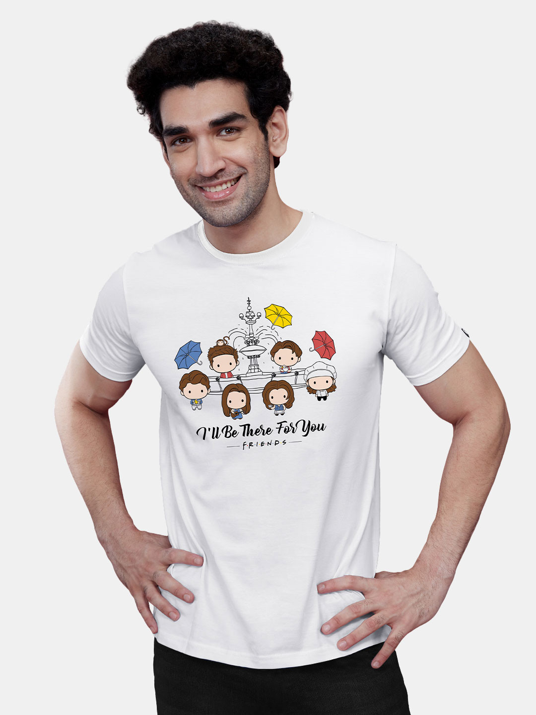 The Souled Store Men White Printed FRIE.N.D.S. Applique T-shirt