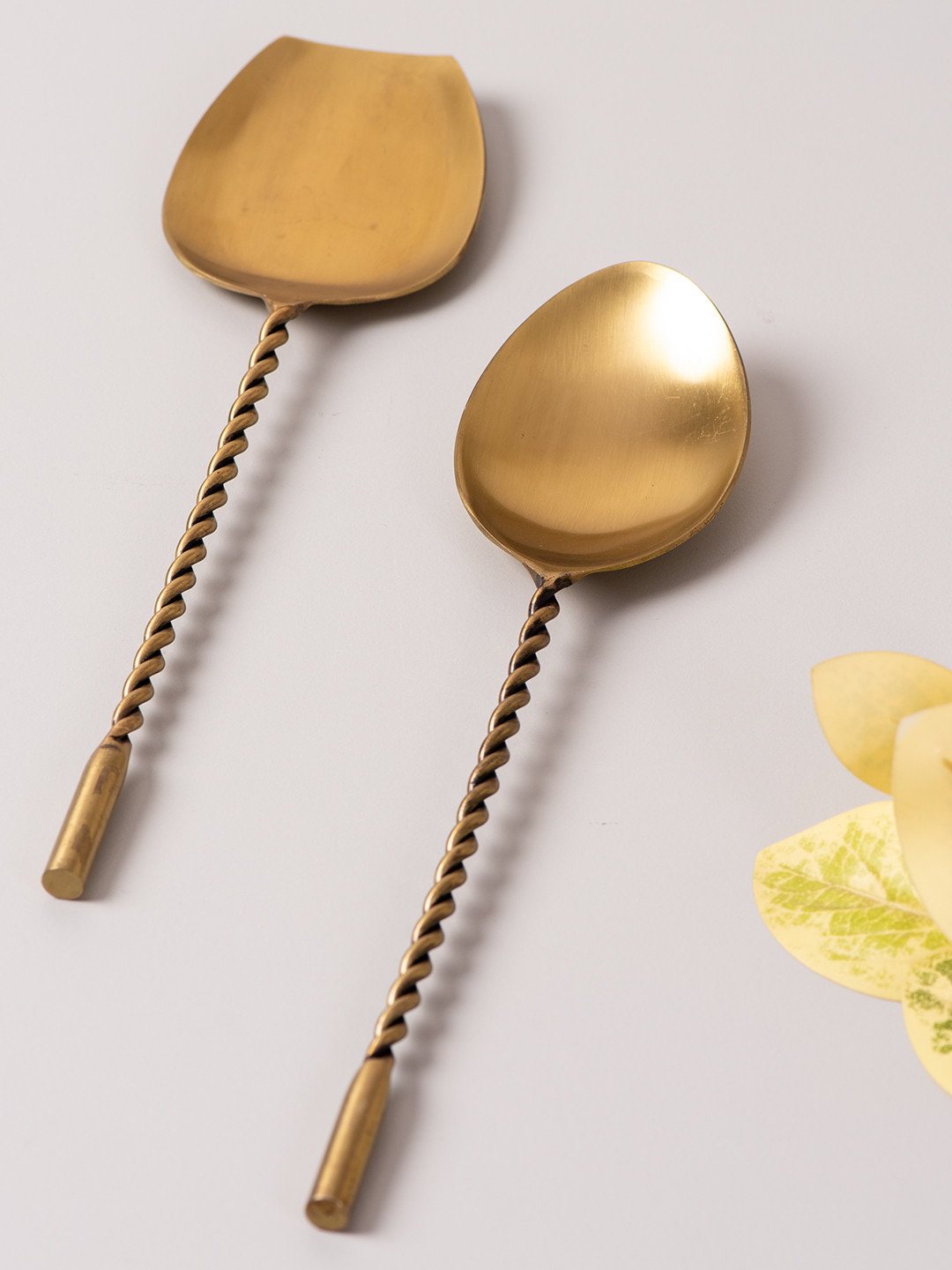 nestroots Set Of 2 Golden Serving Spoons with Long Handle