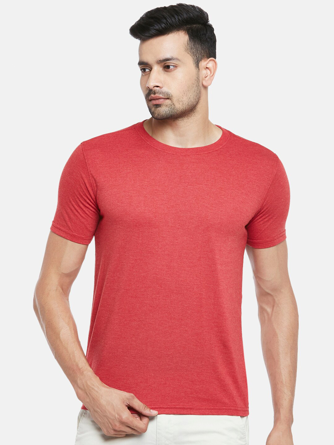 BYFORD by Pantaloons Men Red Pure Cotton T-shirt