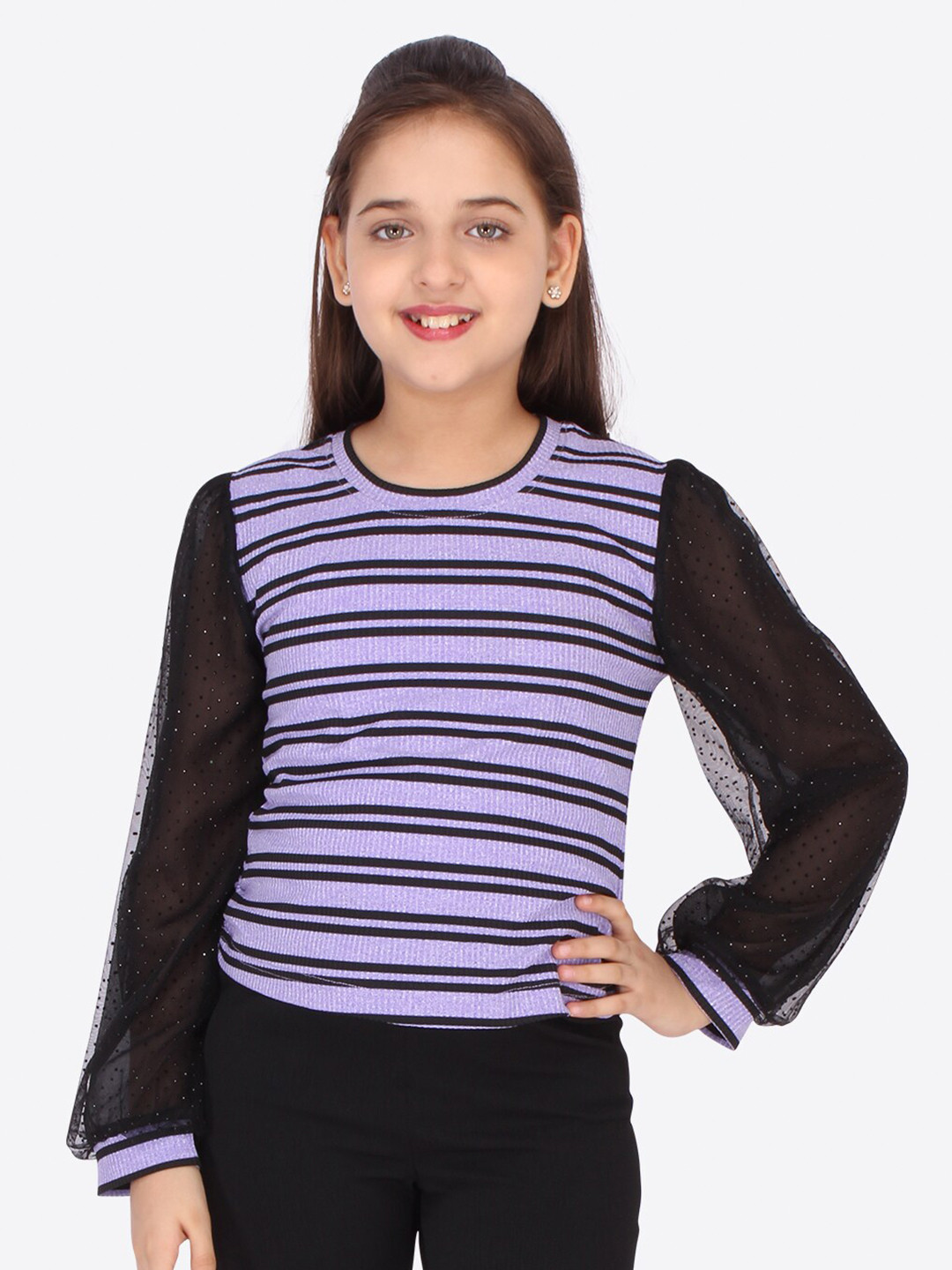 CUTECUMBER Purple Striped Regular Top