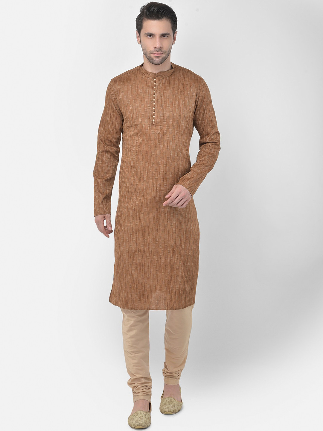 TABARD Men Brown Cotton Printed Kurta