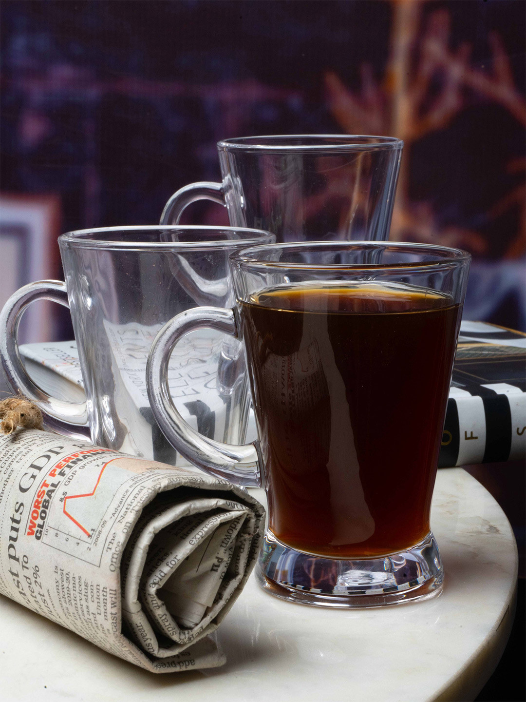 GOODHOMES Dawn Transparent Glass Handmade 6 Piece Mugs-180ml