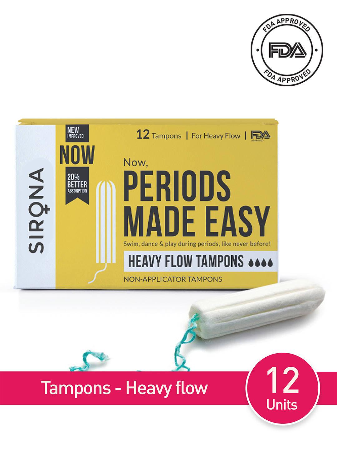 Sirona 12 FDA Approved Premium Regular Flow Digital Tampons